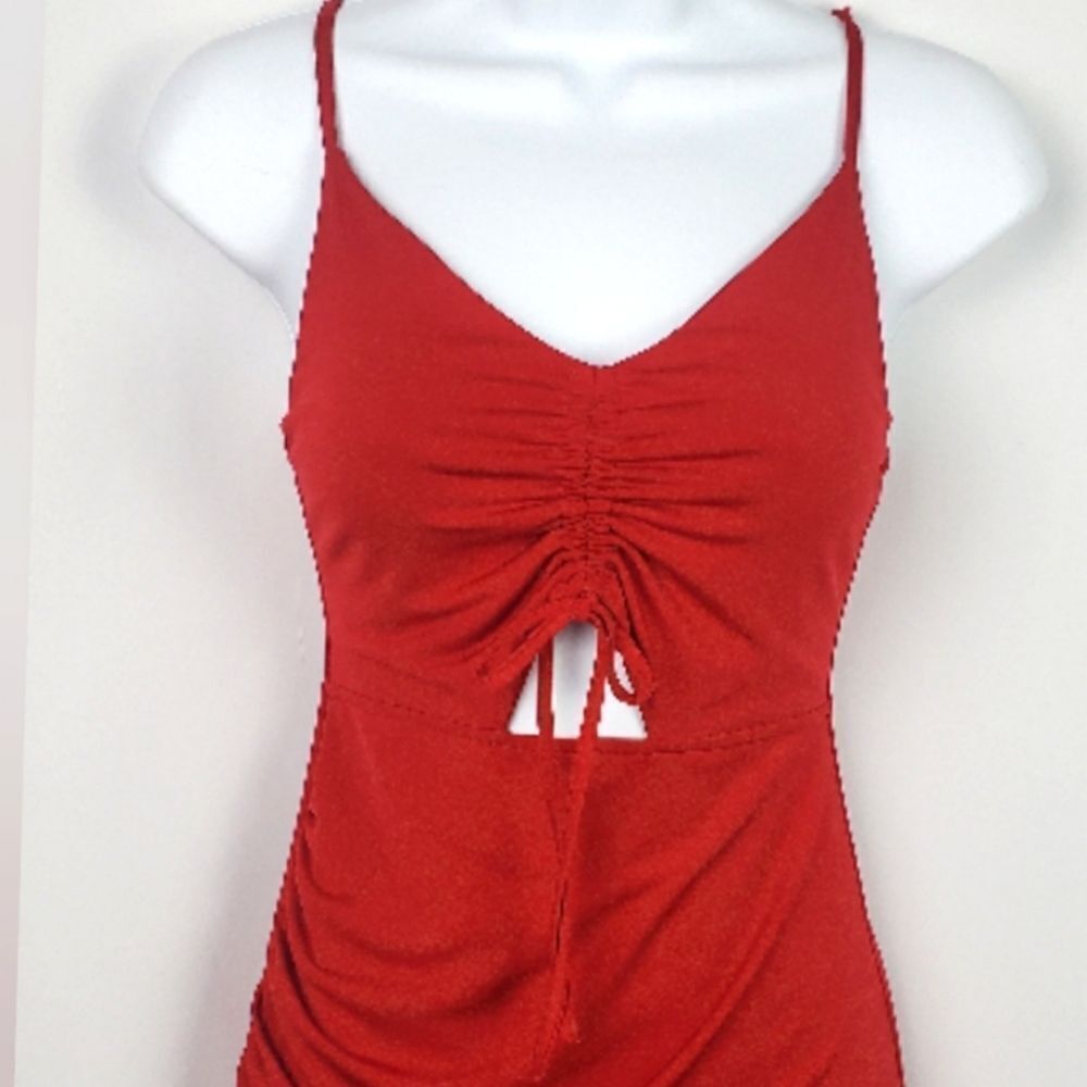 GUESS Red Ruched Dress - Picture 7 of 8